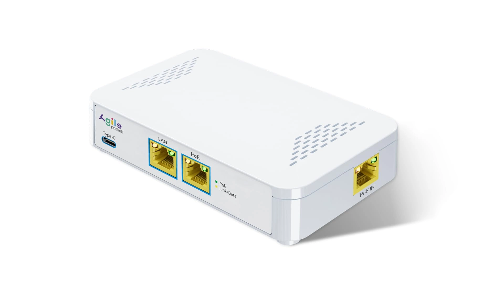 AGILEPOELINK PoE to USB C Switch - 60W 802.3af/at 1000 Megabits Per Second