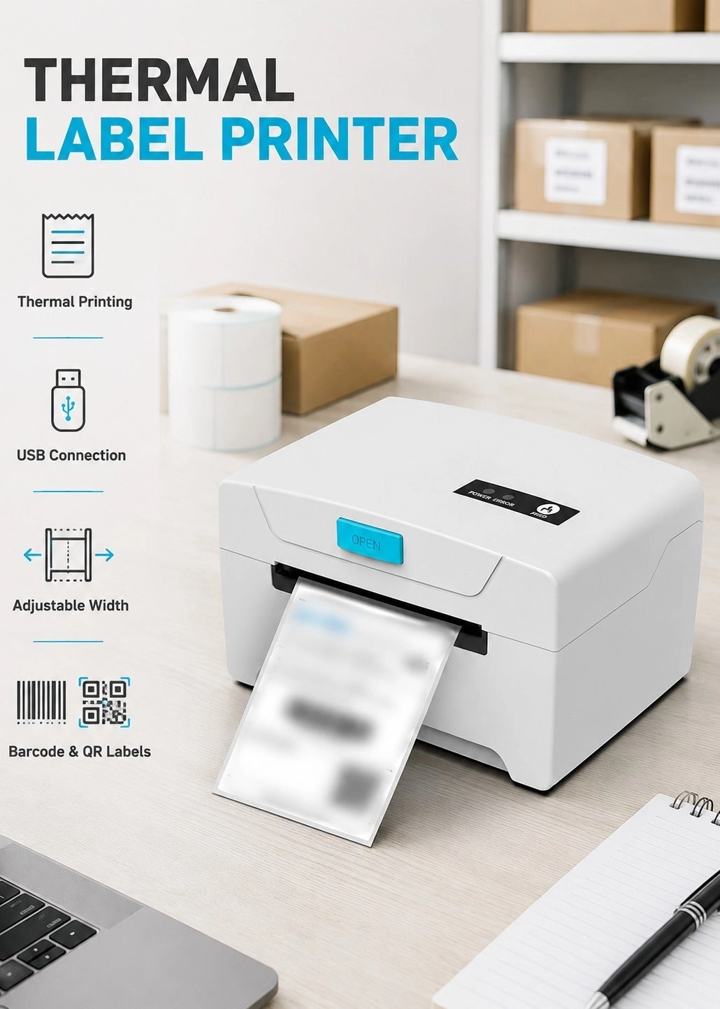 WALALLA Thermal Label Printer - Direct thermal printing 80mm