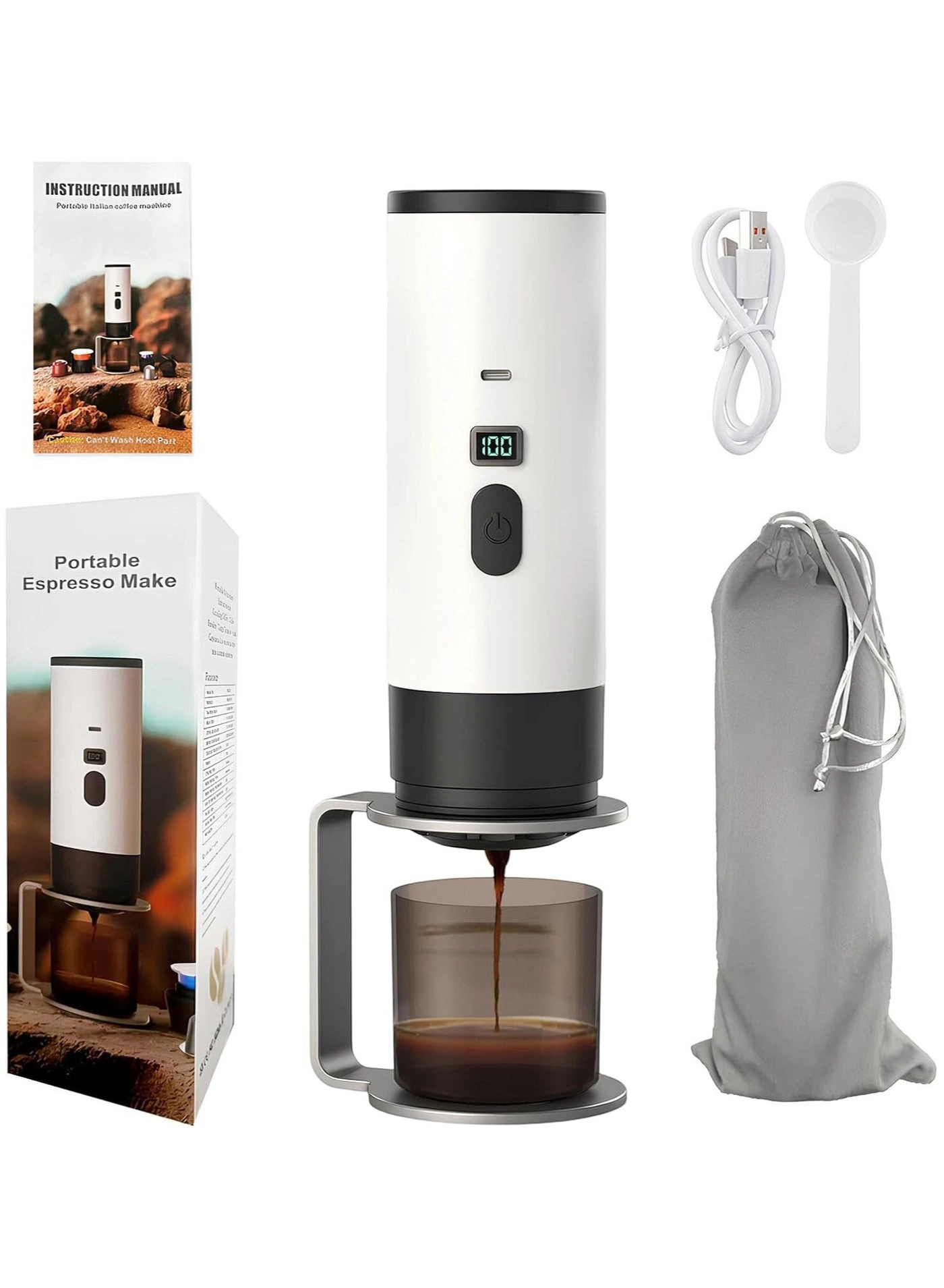 Portable Electric Espresso Machine - 90 ml ground coffee NS capsules Dolce Gusto pods