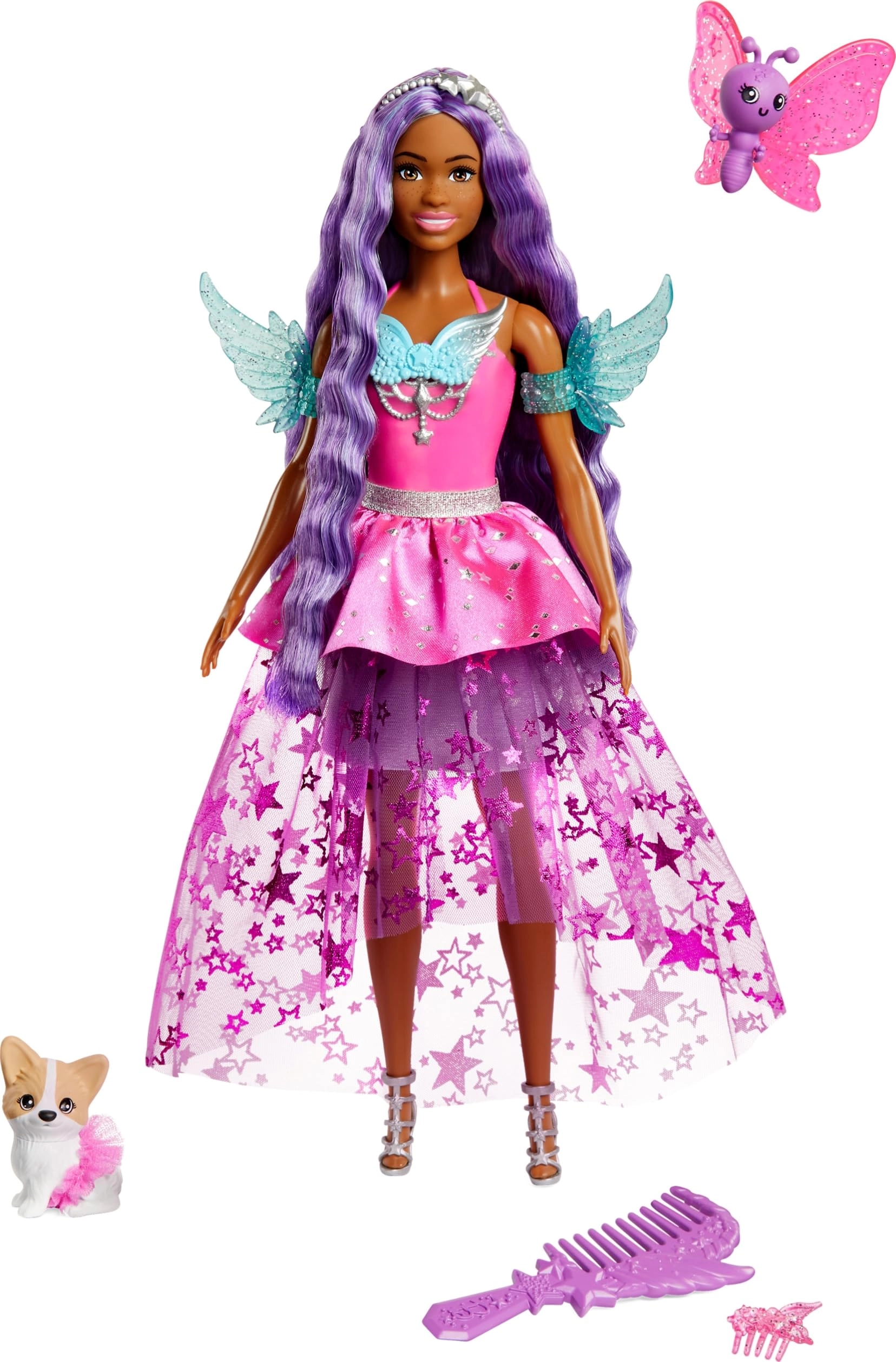 Barbie Brooklyn Roberts Doll - 7-inch-long purple hair 2 fantasy pets Ages 3+