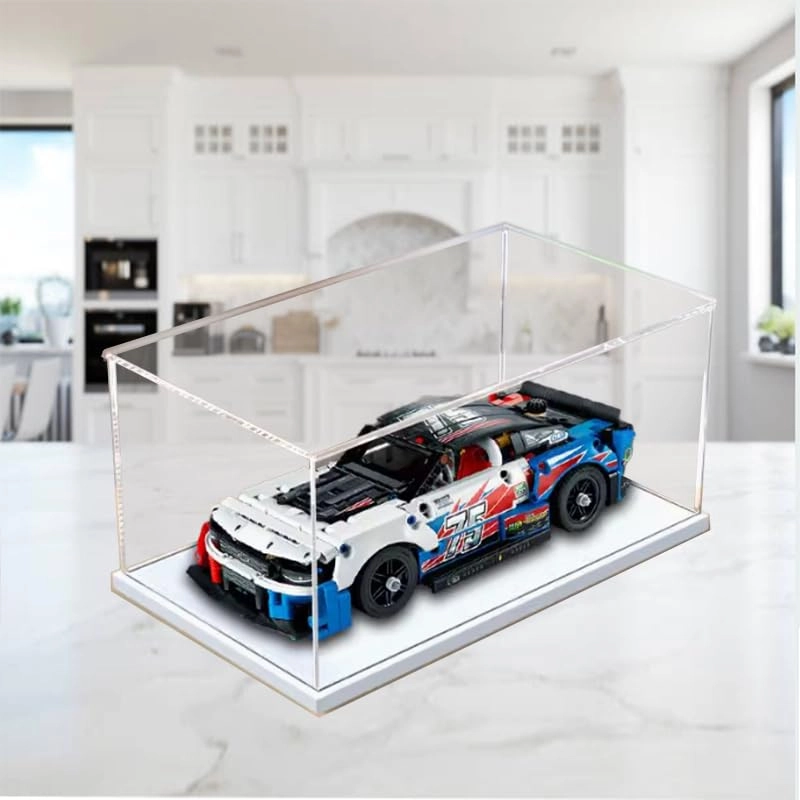 Clear Acrylic Display Case - for 42153 35x15x15cm Wood Bottom+Alloy Edge