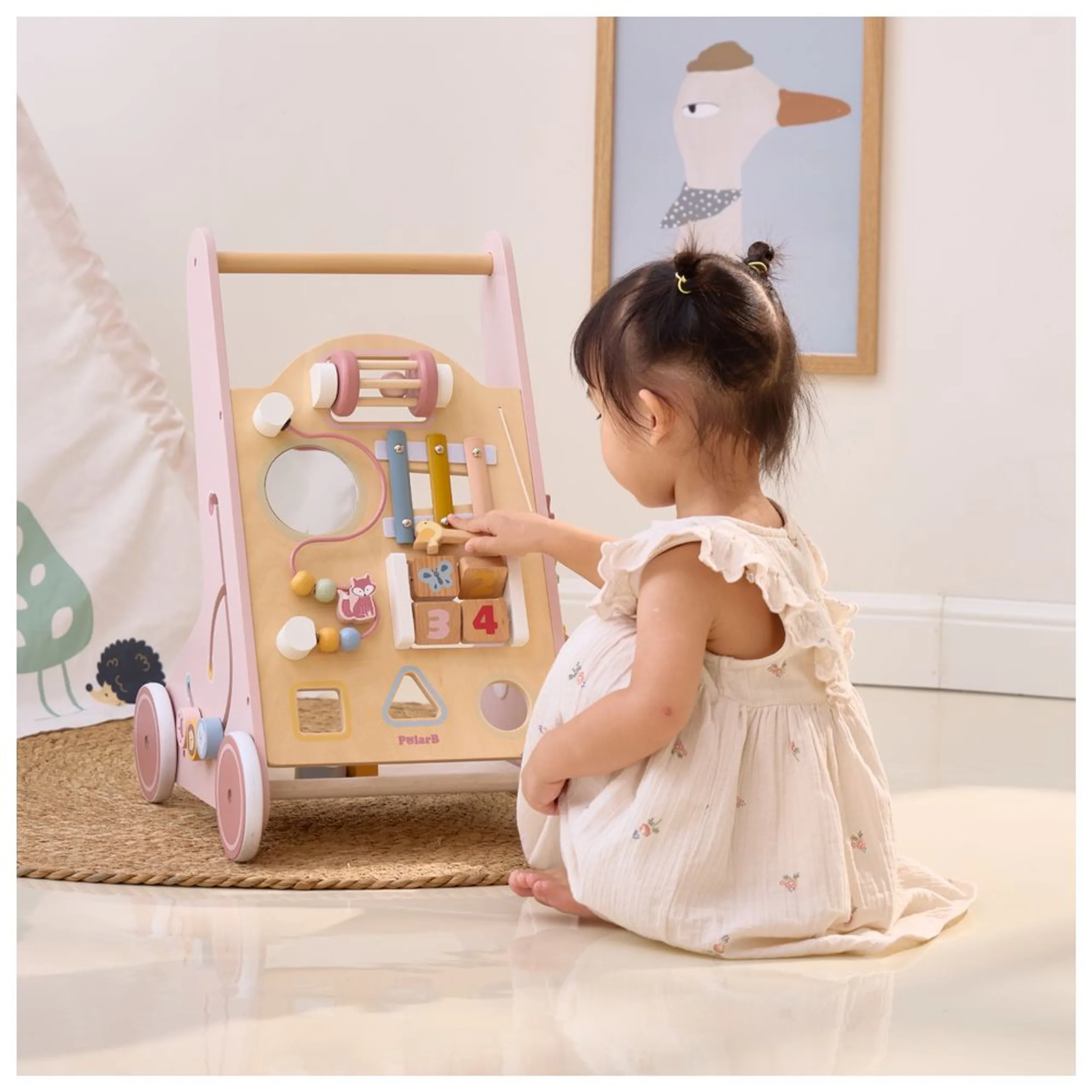 Wooden Baby Walker - 12 months+ Built-In Storage