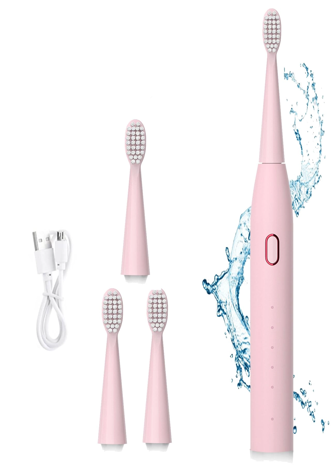 US1984 Sonic Tooth Brush - 5 Brushing Modes 4 Replaceable Brush Heads Pink