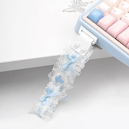 Custom Keyboard Straps - Blue White Lace