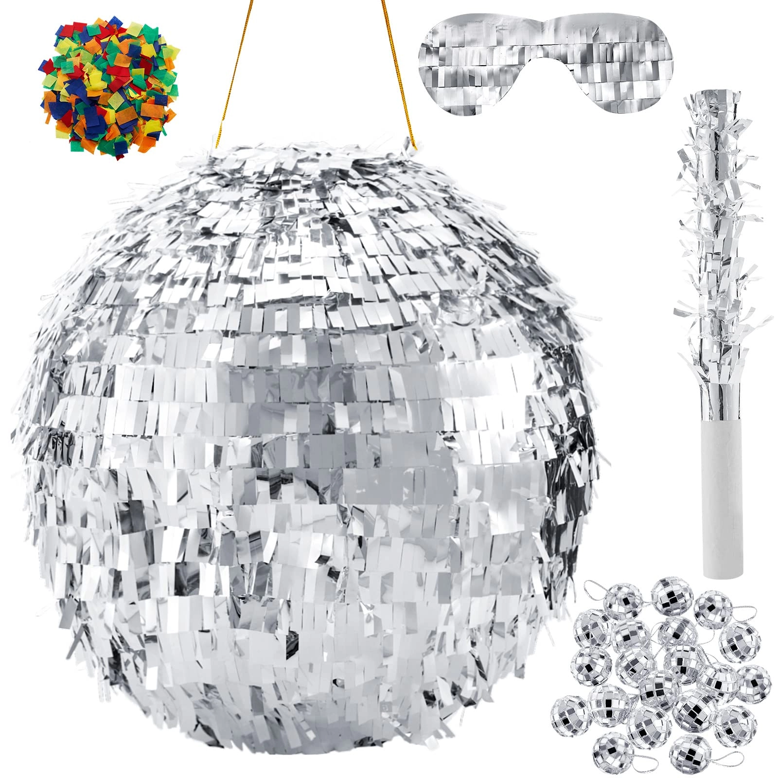 Lewtemi Disco Ball Piñata - 1.0 Count Disco Themed Party Bundle