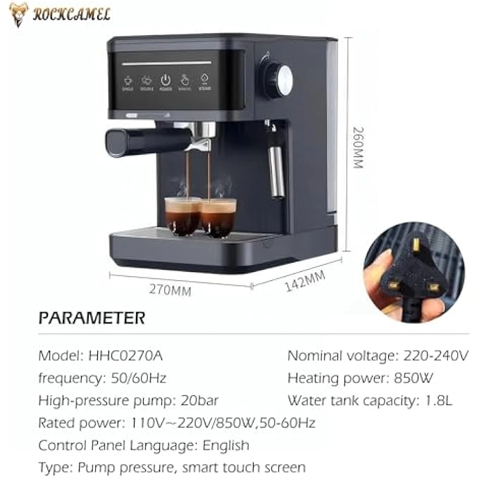 NCT Espresso Machine - 20 Bar 850W 360° Steam Wand