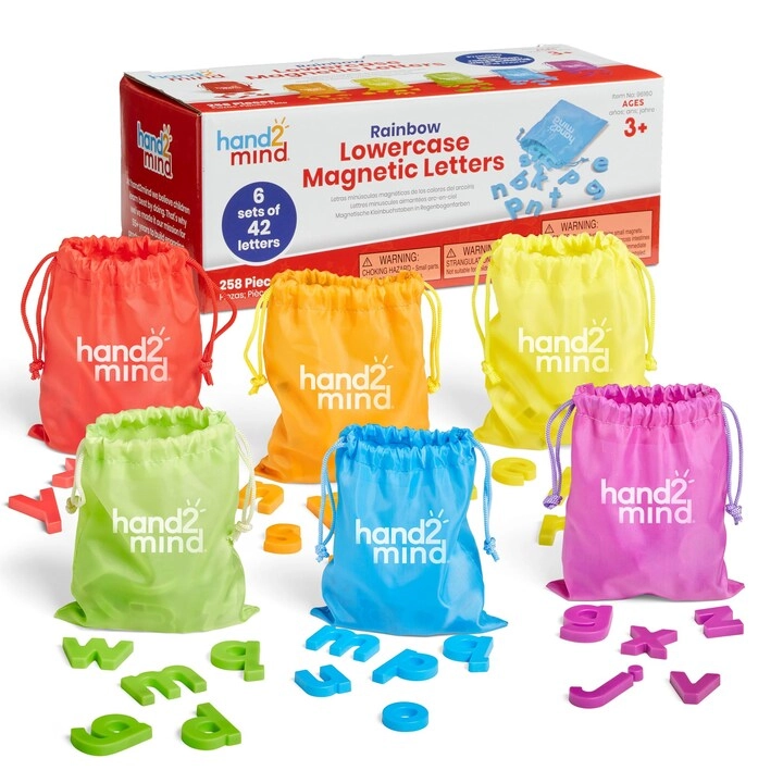 hand2mind Rainbow Lowercase Magnetic Letters - 6 pieces