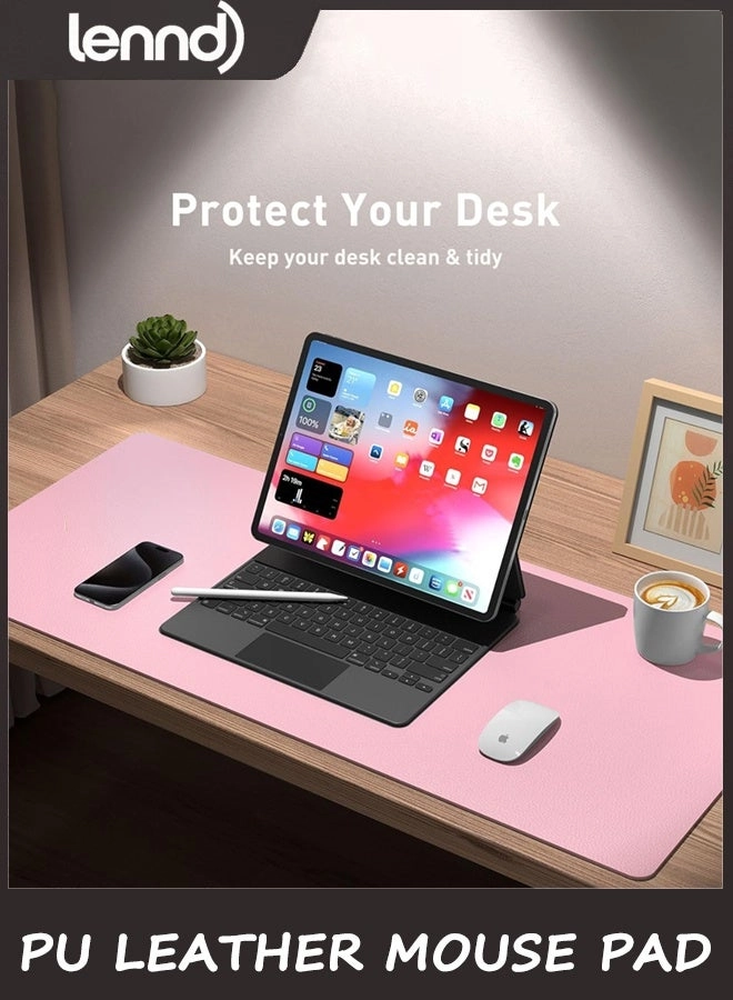 Non-Slip Large PU Leather Office Mouse Pad - 80x40 cm