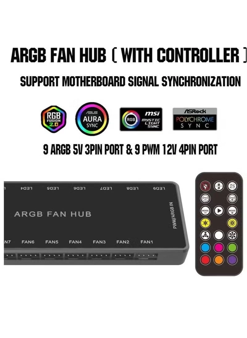 ARGB Fan HUB Controller - 9 fans