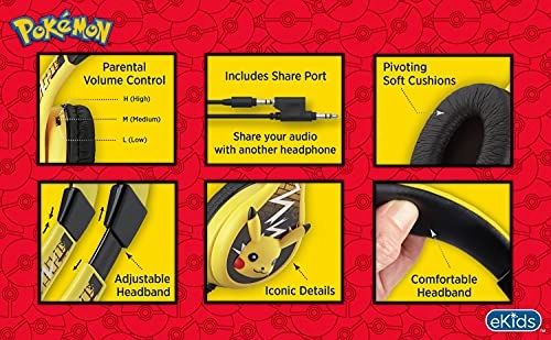 Pikachu Headband Headphones Wired Headphone