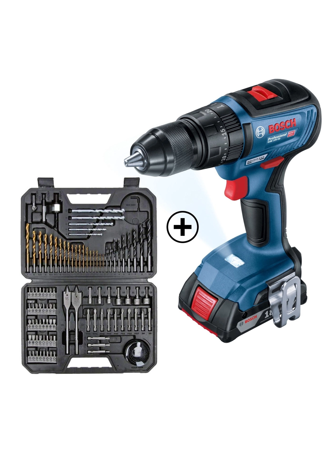 GSB 18V-50 - Brushless Cordless + Accessory Set - 103 Pc.