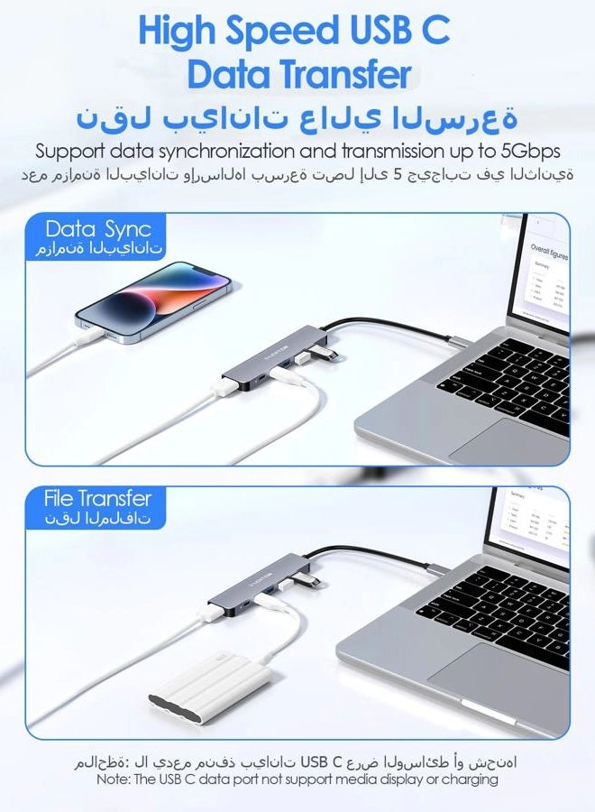USB C Hub - 6 in 1 4K HDMI 100W PD
