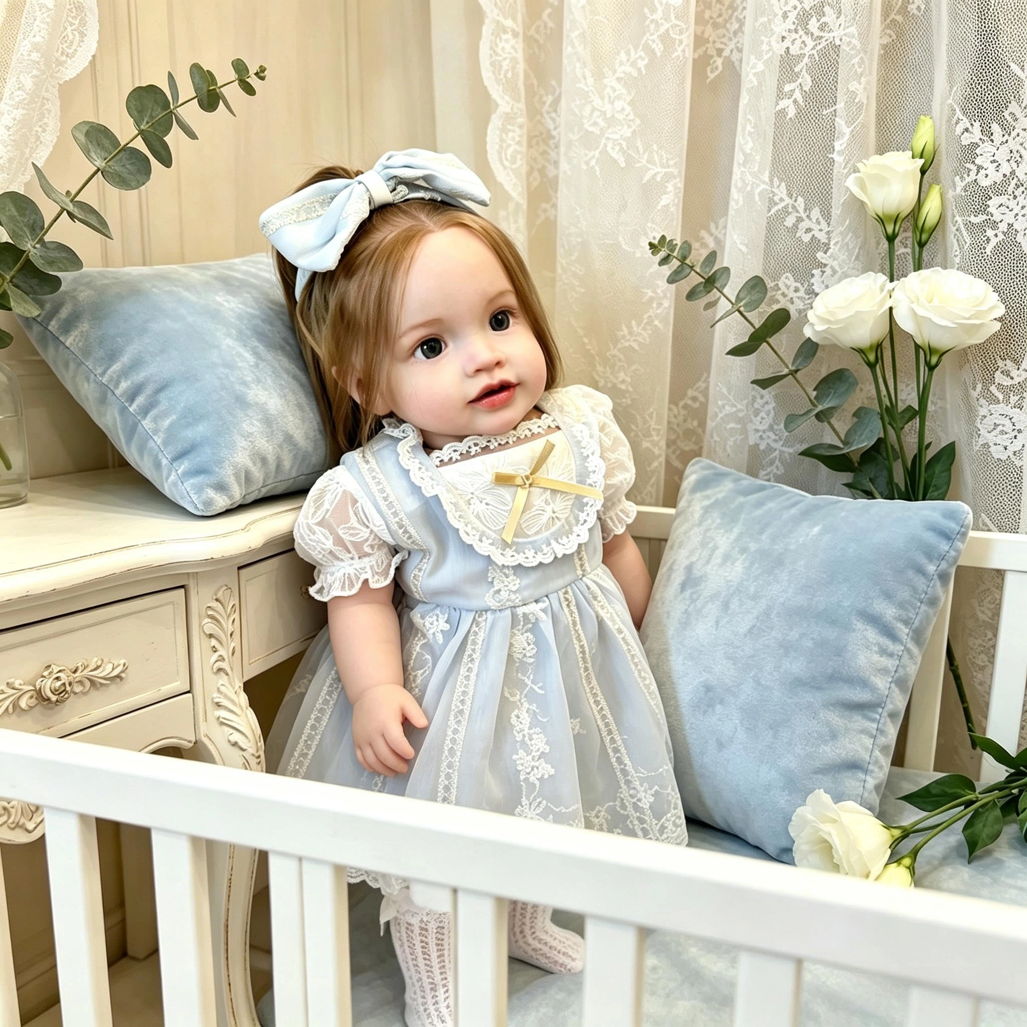 Pippa Reborn Baby Doll - 26 inch Cotton Vinyl Hand-rooted Curly Hair Ages 3+