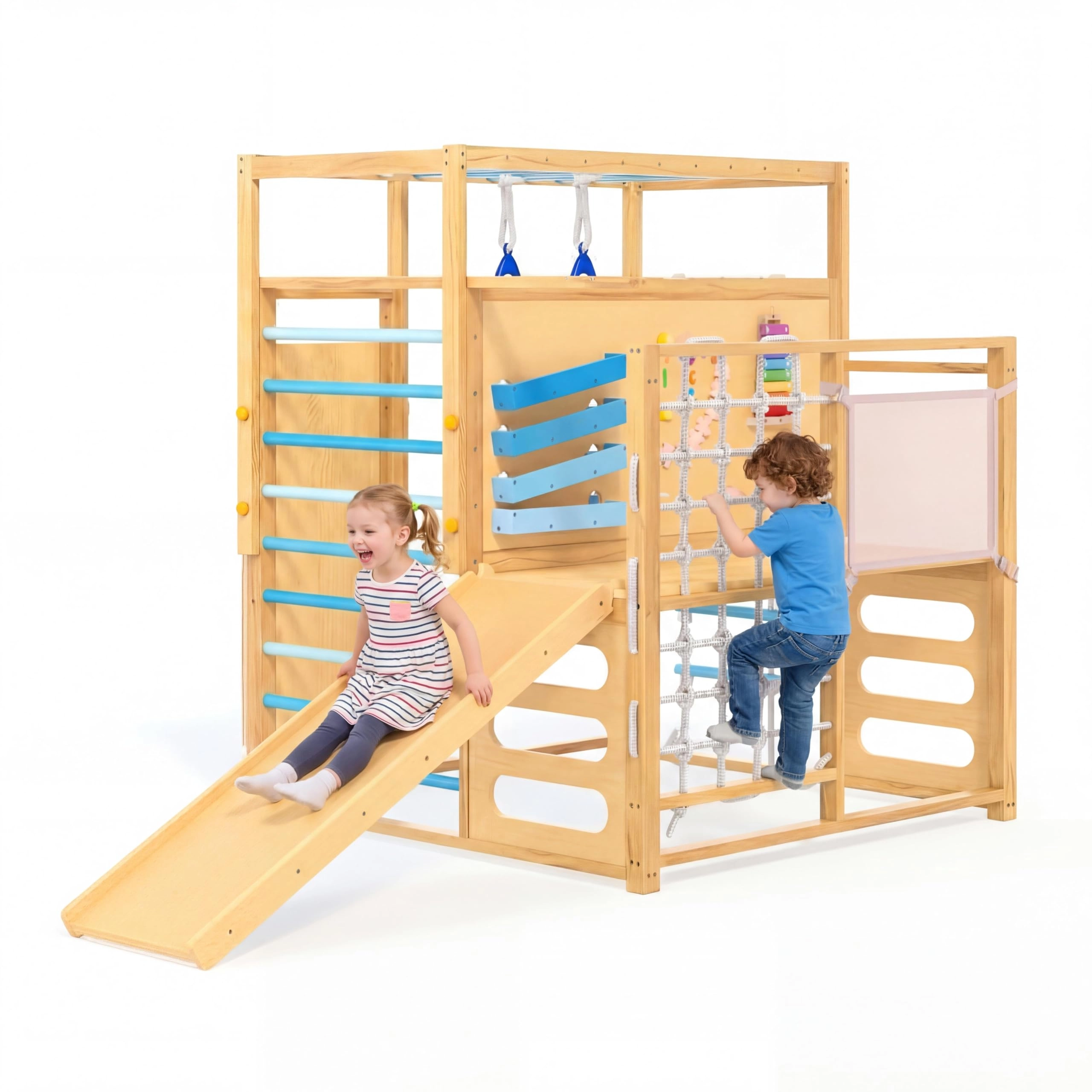 PeakPursuit Jungle Gym - Slide Rock Wall Monkey Bars