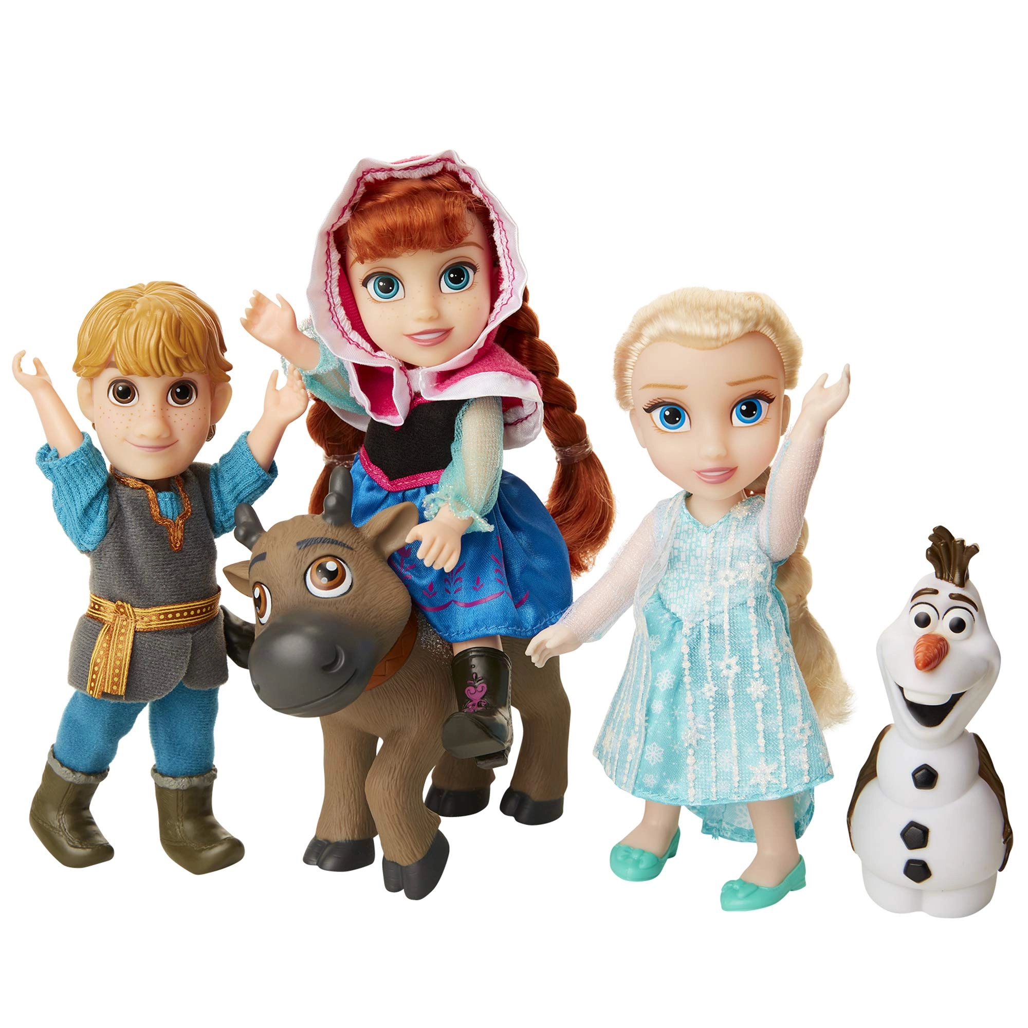 Disney Frozen Elsa Doll - Petite 6 inches + Anna Doll + Kristoff Doll + Olaf Doll + Sven Doll Ages 3+