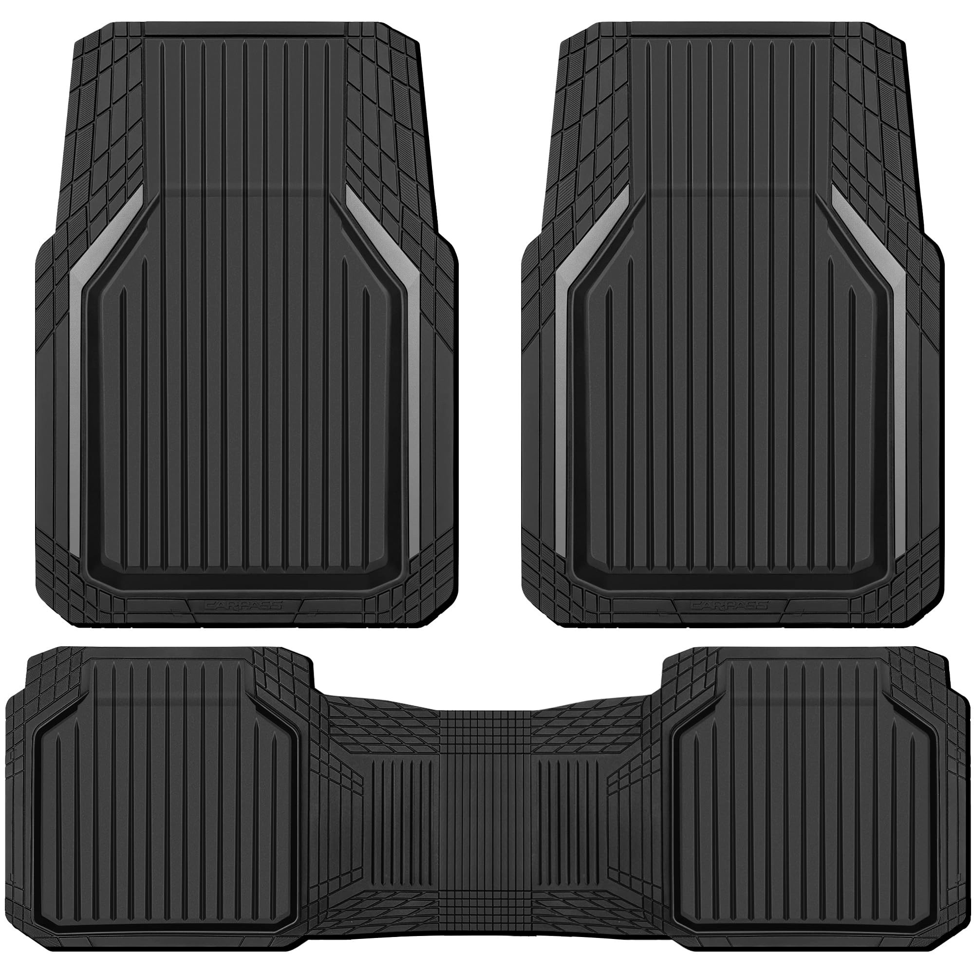 Heavy Duty Rubber Floor Mats - Universal Fit 3pcs Black Purple