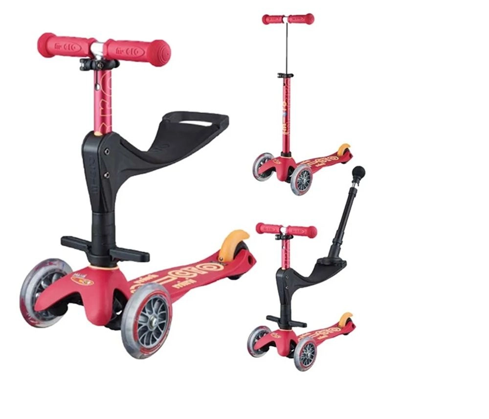 Mini 3 in 1 Deluxe Eco 3-Wheel Kick Scooter – 120mm LED + Seat