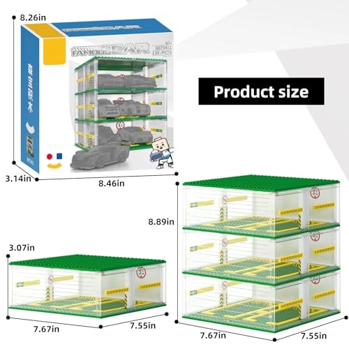 Creative Three-Story Building Block Garage - 130 pcs