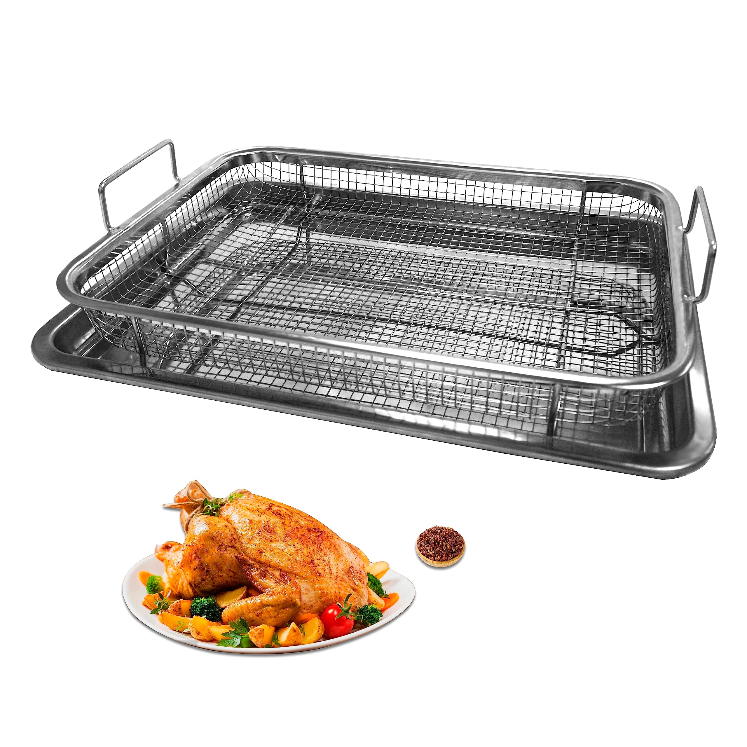 Zeumzwf Air Fryer Basket - Stainless Steel 2 Set