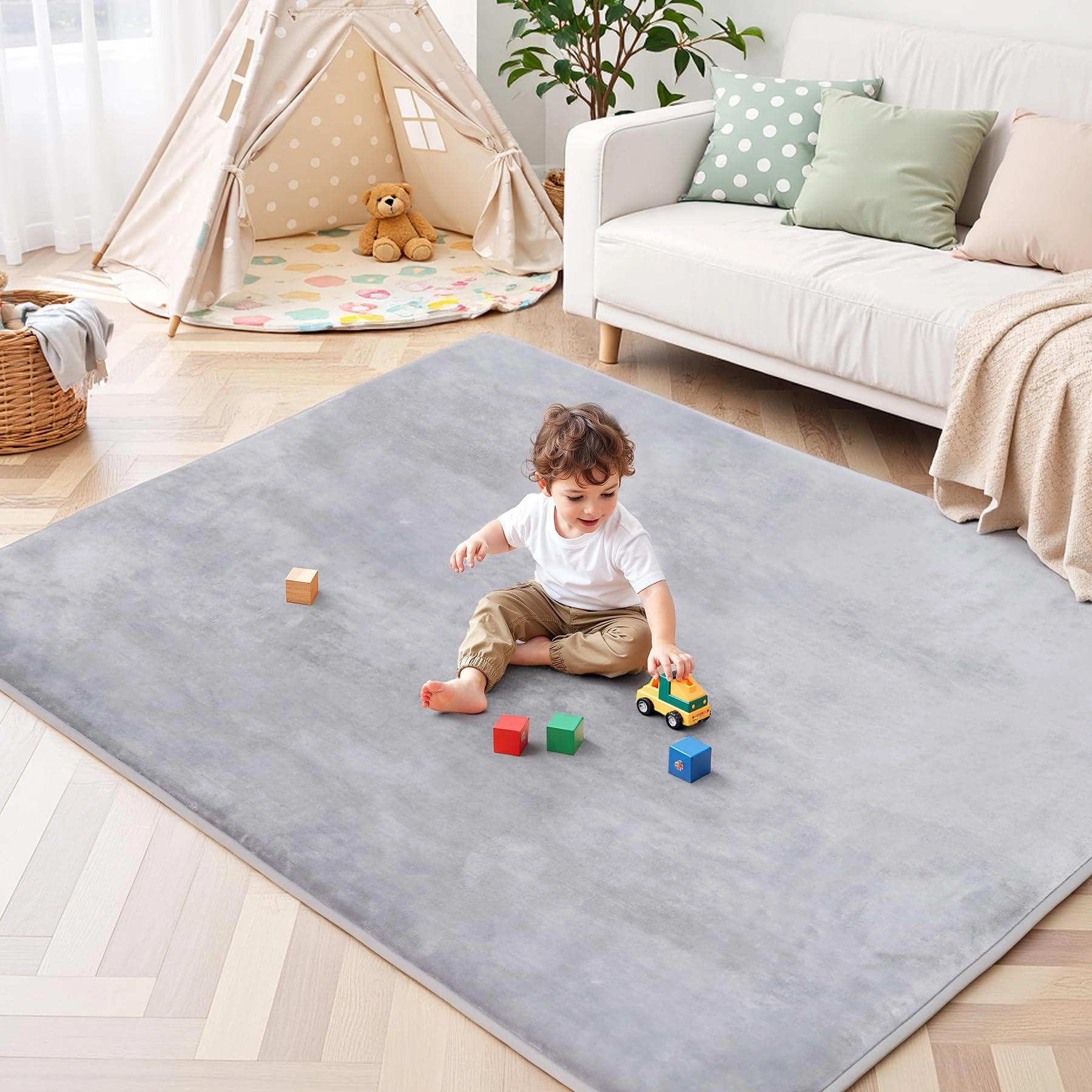 Baby Play Mat - 59x79 1.2-inch Light Grey