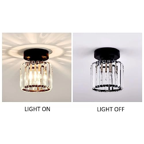Modern Crystal Ceiling Light - LED E27 Black circle