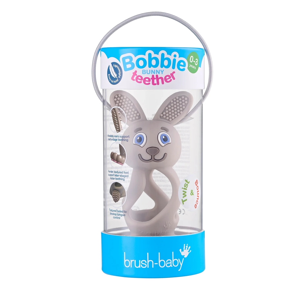 Bobbie Bunny Teether - non-toxic, soft, food-grade silicone