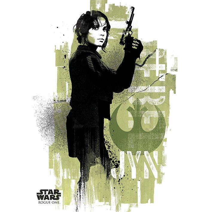 PYRAMID POSTERS Star Wars Rogue One Jyn Grunge Canvas Print - 260gsm premium satin canvas 60 x 80 cm