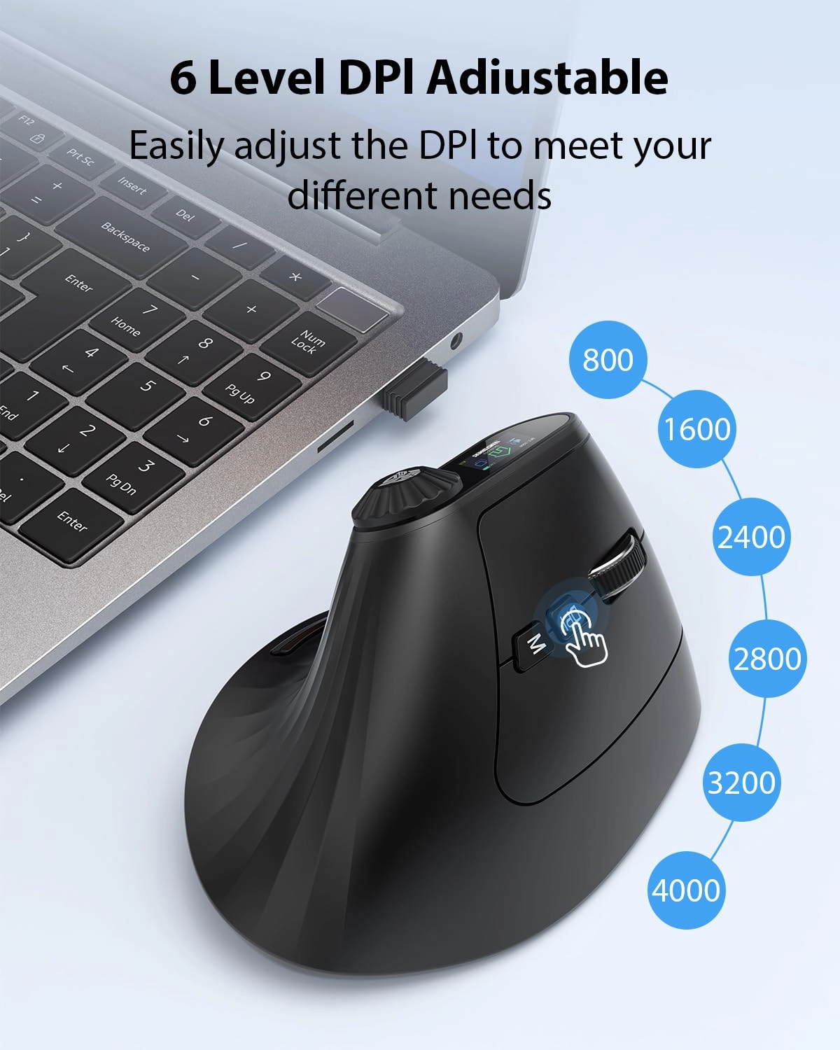 Vertical Ergonomic Mouse - 2.4G Bluetooth