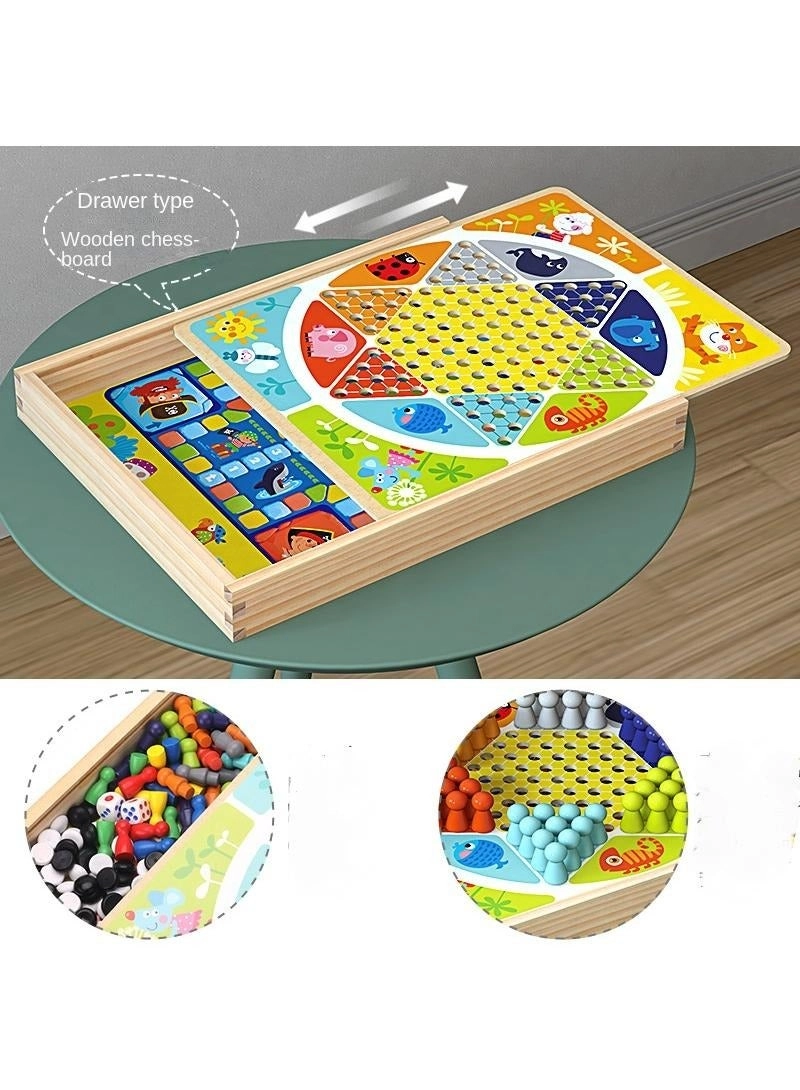 Multi Functional Wooden Children's Table Game Toy - Natural wood Eco-Friendly