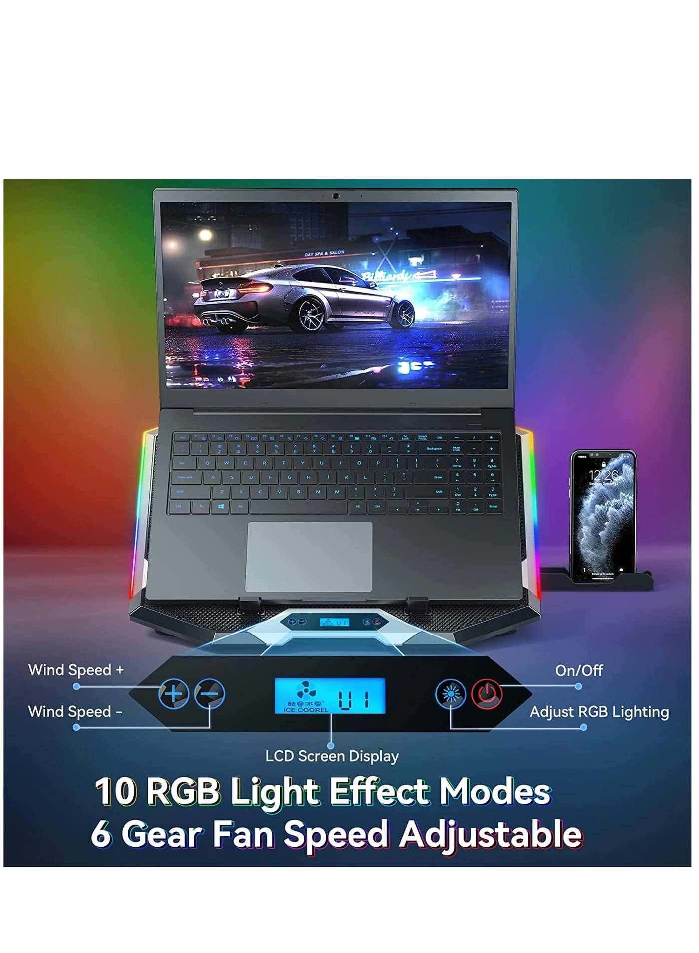 Gaming Laptop Cooling Pad - 8 Cooling Fans