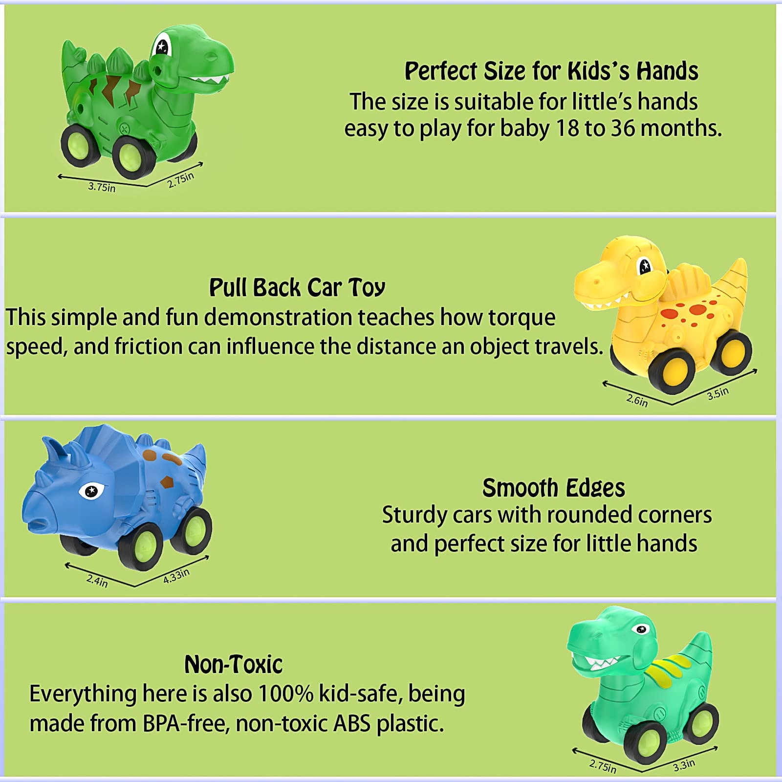 Dinosaur Car Toy - 4pcs