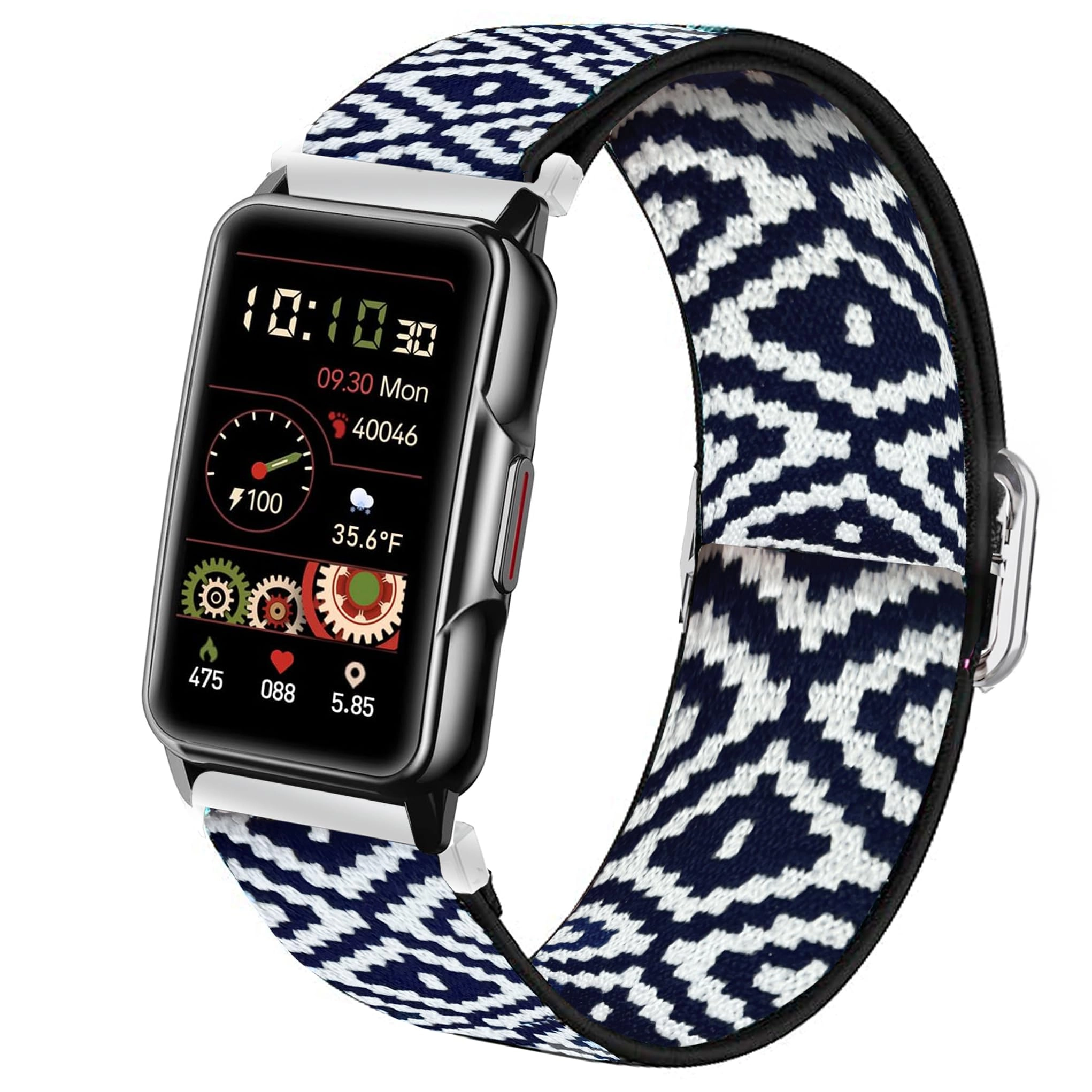 Blueshaweu Watch Band for H80 1.47 Inch - Cotton Blue Grid 125-220 mm