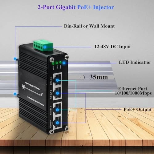 ZP-INJ302 - 12~48VDC 60W 2 IEEE802.3af/at 10/100/1000Base-TX
