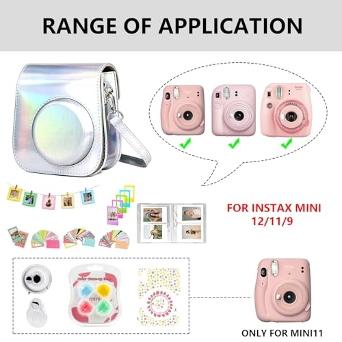 Mini 11 camera case + Mini photo album + Selfie lens + Color Filters + Plastic desktop photo frames + Rectangle hanging photo frames + border sticker + Camera sticker