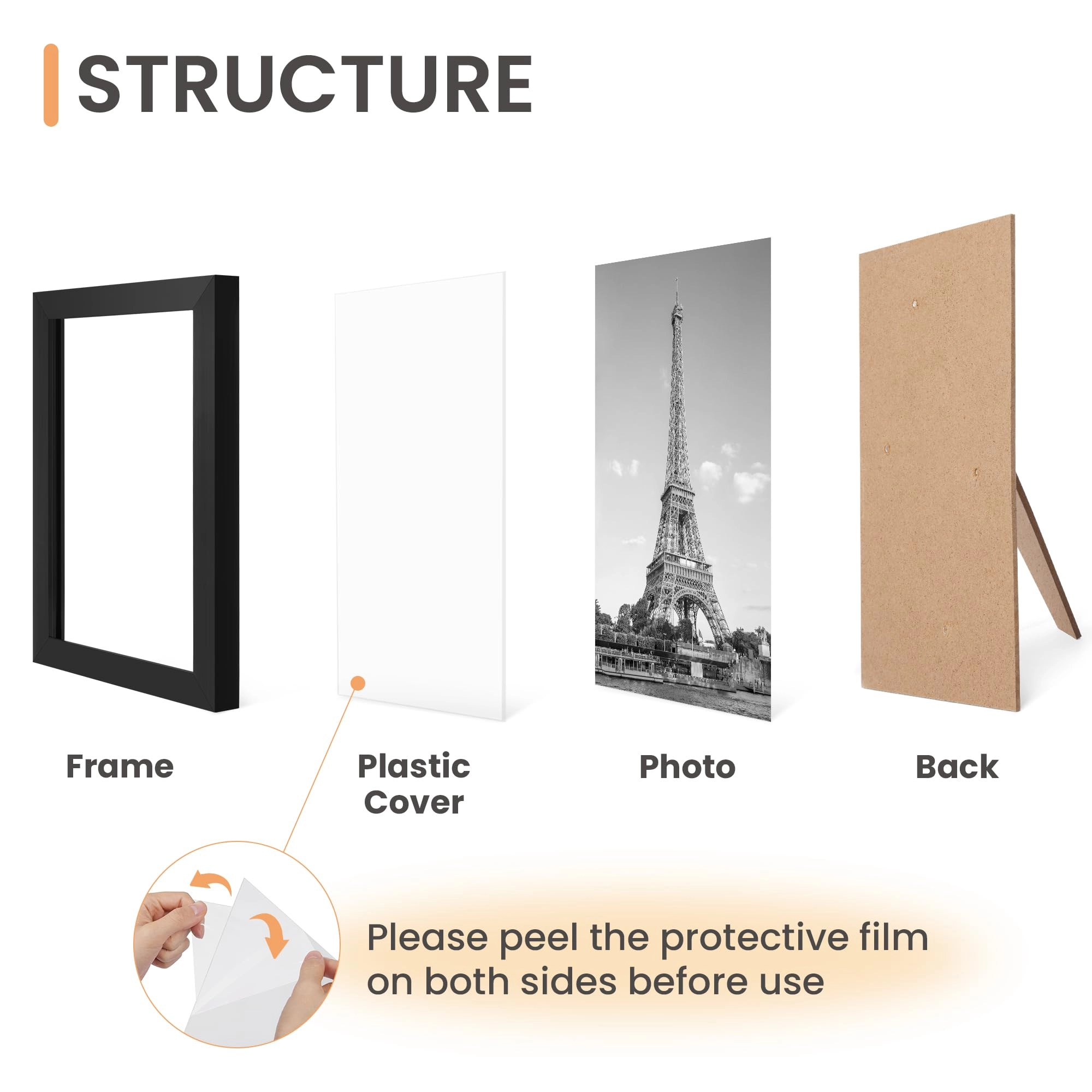 10 Pack Picture Frames - 8x10, 5x7, 4x6