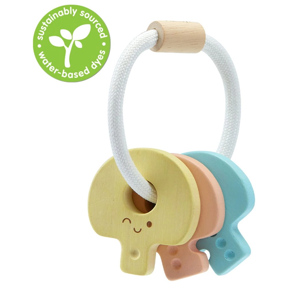 Key Rattle - 3 Months Wooden Pastel Color Collection
