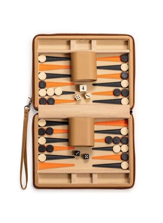 Backgammon Mini Game Set - Magnetic Travel Leatherette