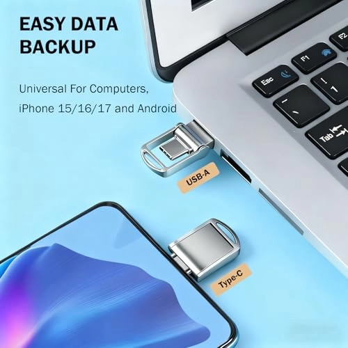 Mini USB Flash Drive - USB 2.0 USB C & USB A 16GB