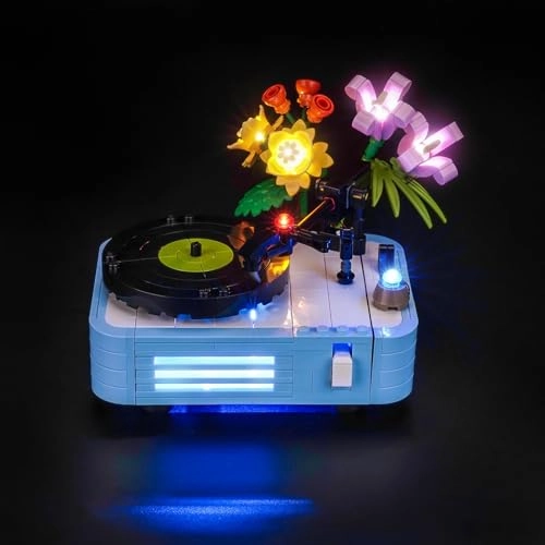 31172 Record Player with Flowers - LED Light Kit USB Battery Case