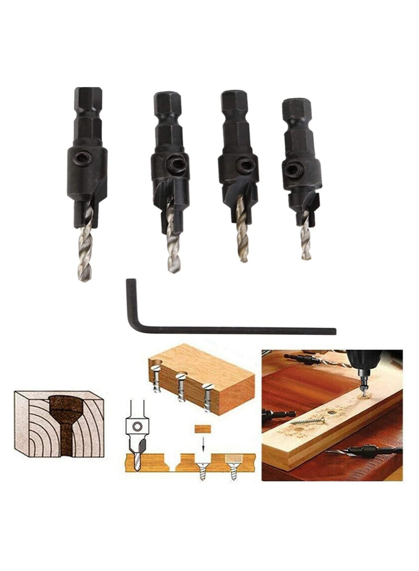 Countersink Drill Bit Set - Hss 5 Piece 3/8"