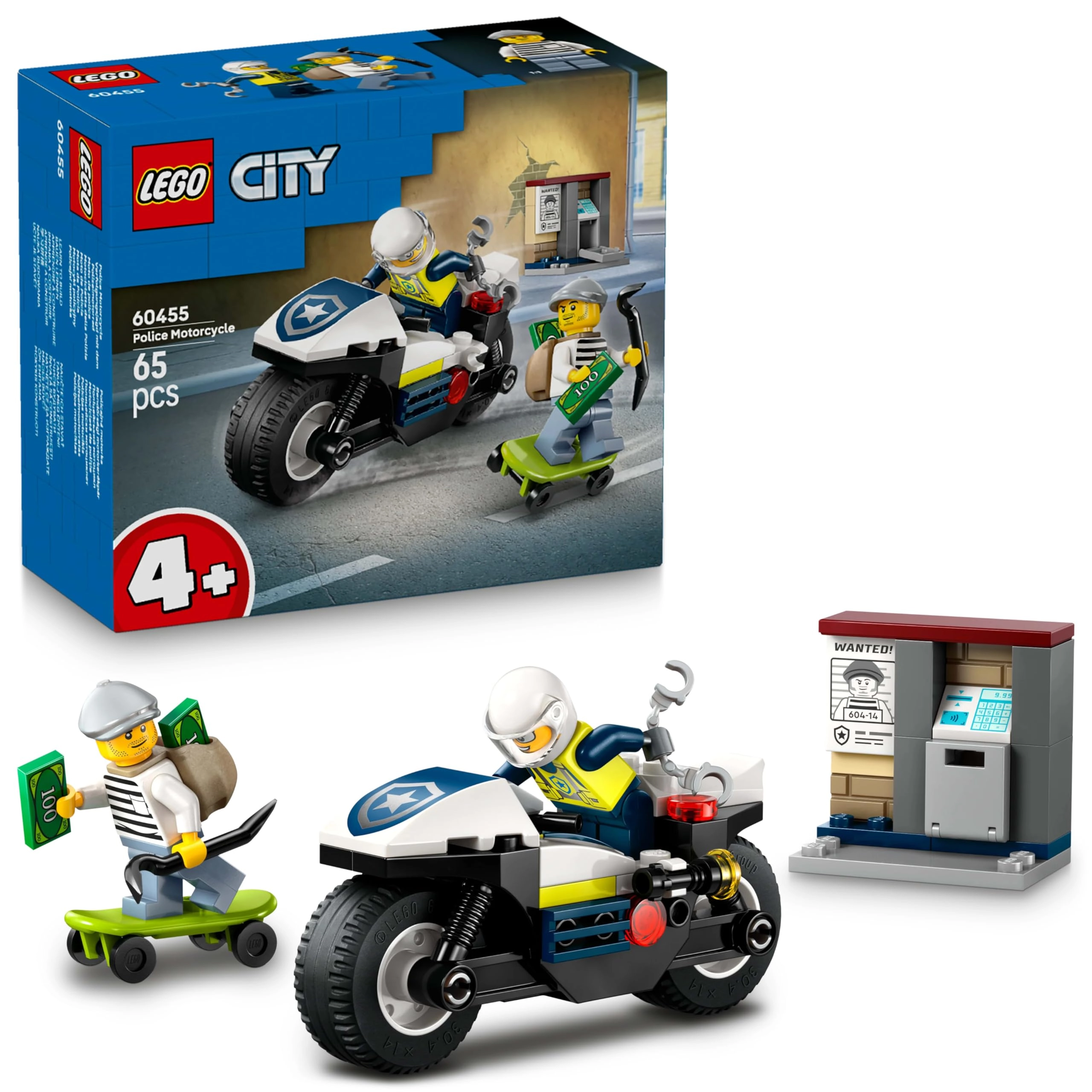 LEGO City Police Motorcycle Chase (60455) - Motorcycle 2 Minifigures Skateboard