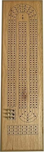 Cabinet Cribbage Set - Solid Oak 3 Track Metal Pegs