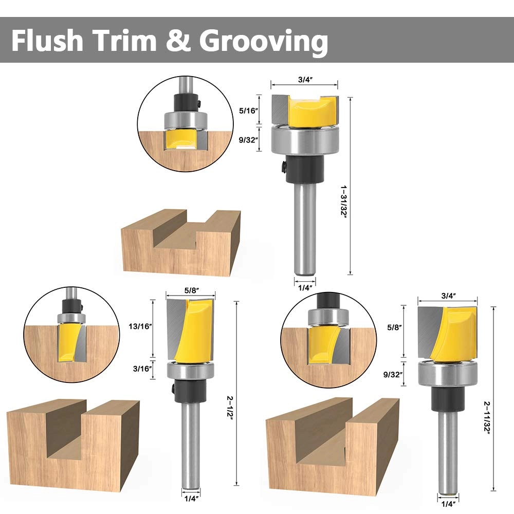 Router Bit Set - 1/4 Inch 6Pcs