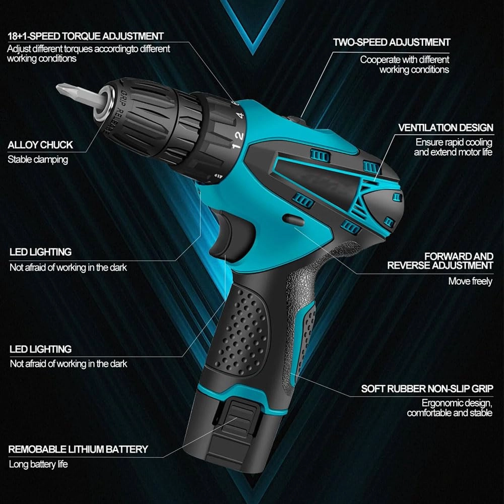 Cordless Drill - 12V 1500mAh + Tool Kit - 31pcs