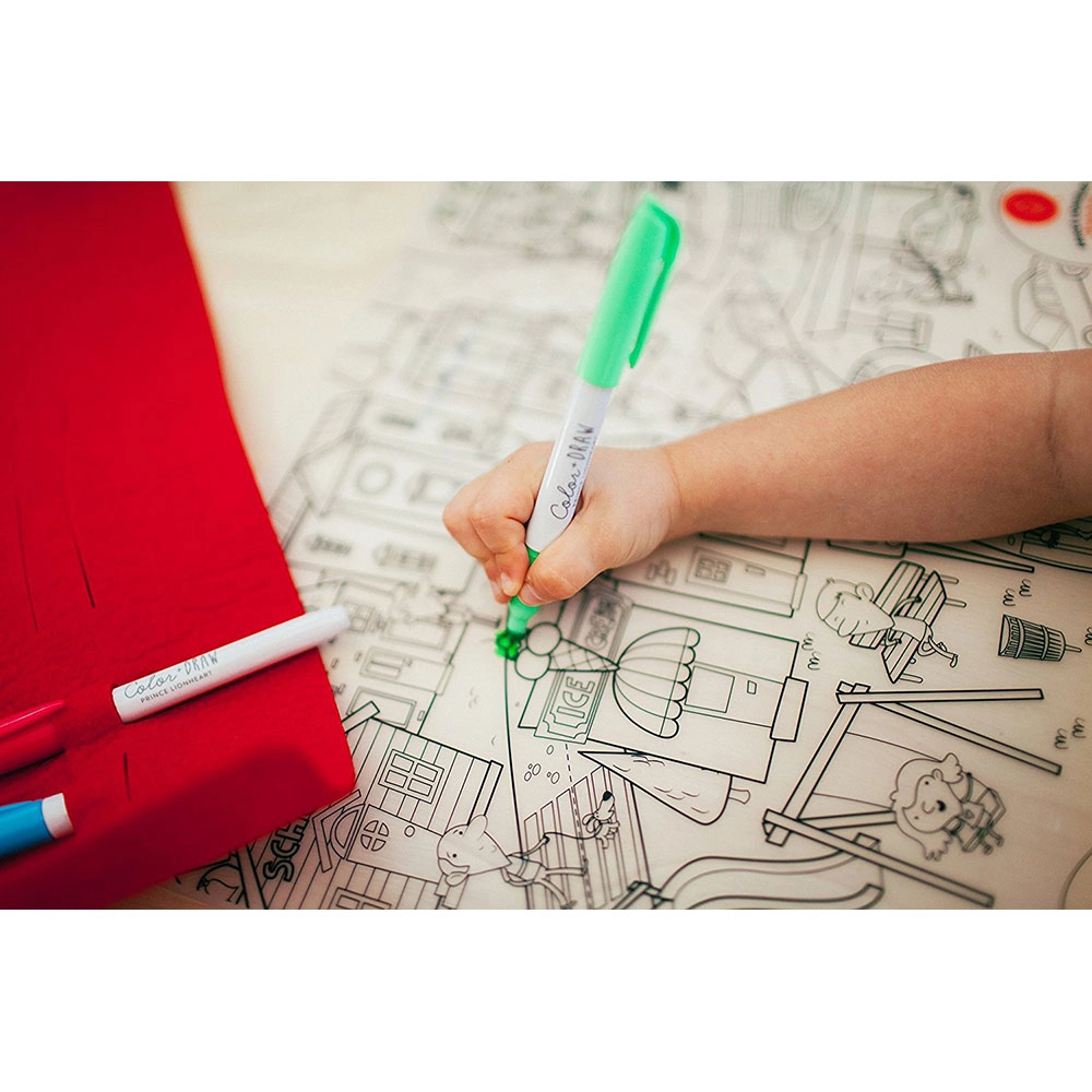 Color & Draw Placemat Set - four dry-erase markers