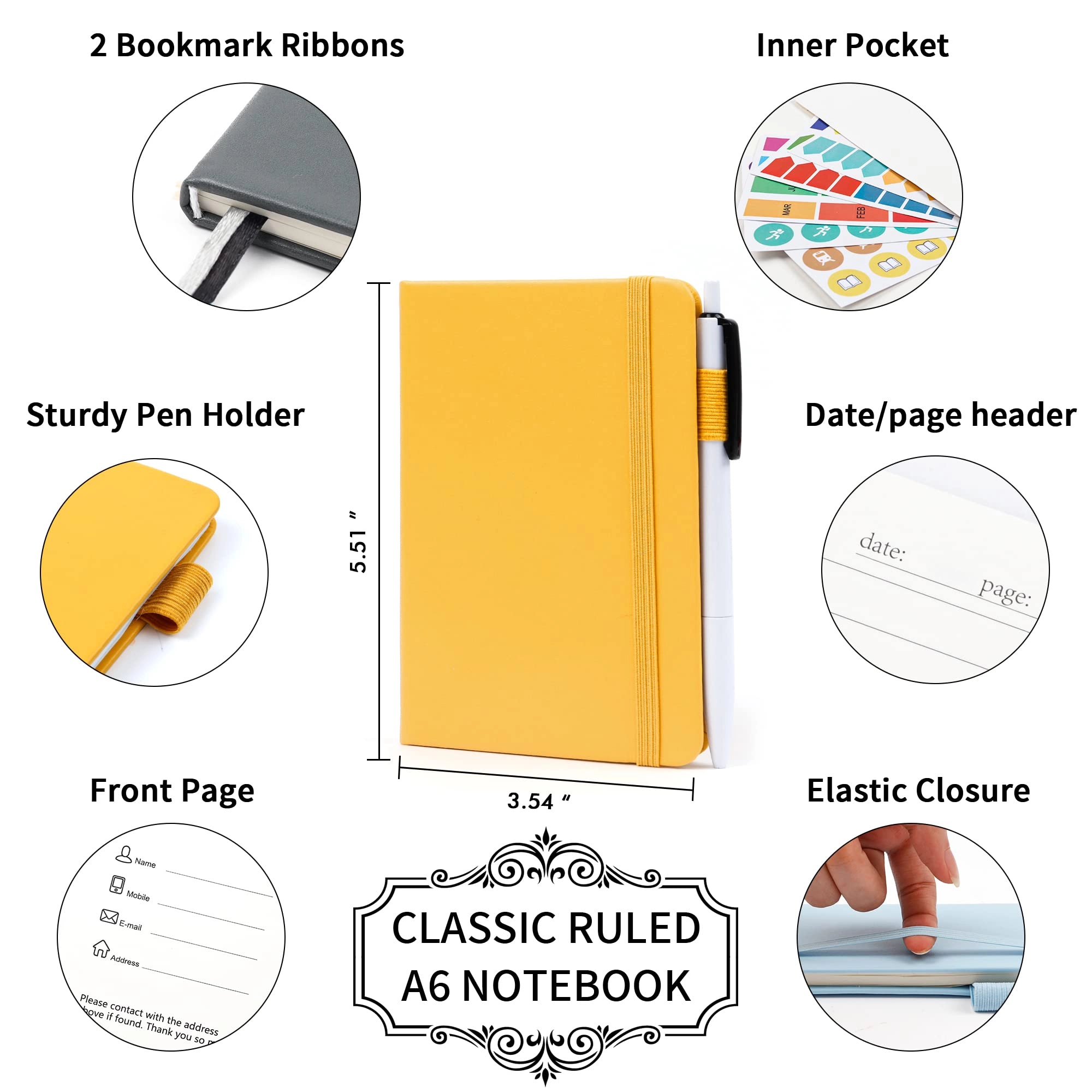 Pocket Notebook A6 Hardcover - Lined 56 Sheets