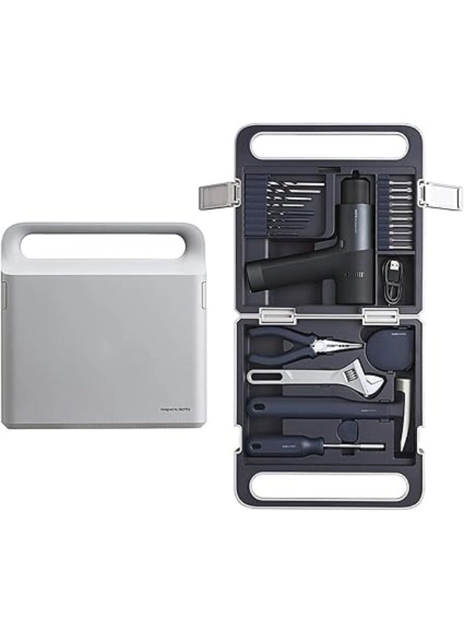 12V Brushless Drill - 30 N-m + Multifunctional Screwdriver + Claw Hammer + Tape Measure - 3 metre + Needle Nose Pliers + Adjustable Tensioner - 25 mm + S2 Steel Bit Set