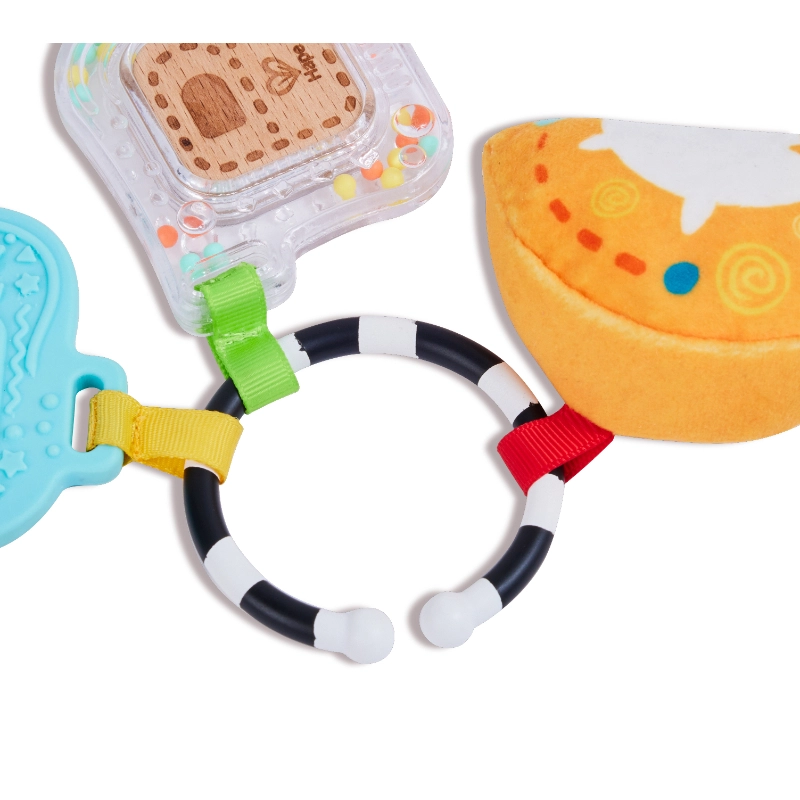 Sensory Abc's Playset - Suitable for 3 to 12 Months 1 ring, 1 silicone A, 1 plastic B, 1 fabric C