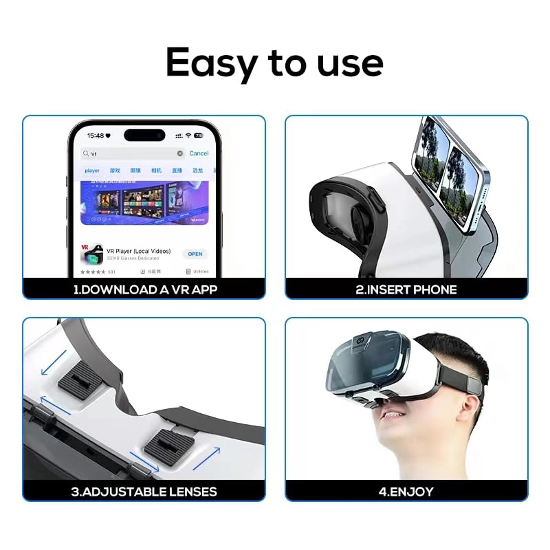 VR Headset - 4.5-6.3in Anti-Blue HD Lenses + Controller