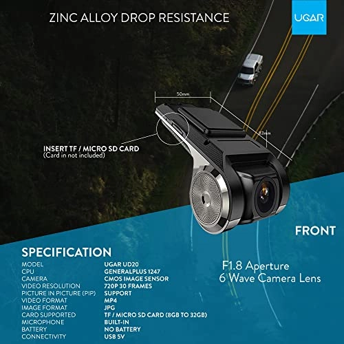 UGAR UD2 Car DVR Camera Driving Recorder Video Recorder Compatible with Android Head Units